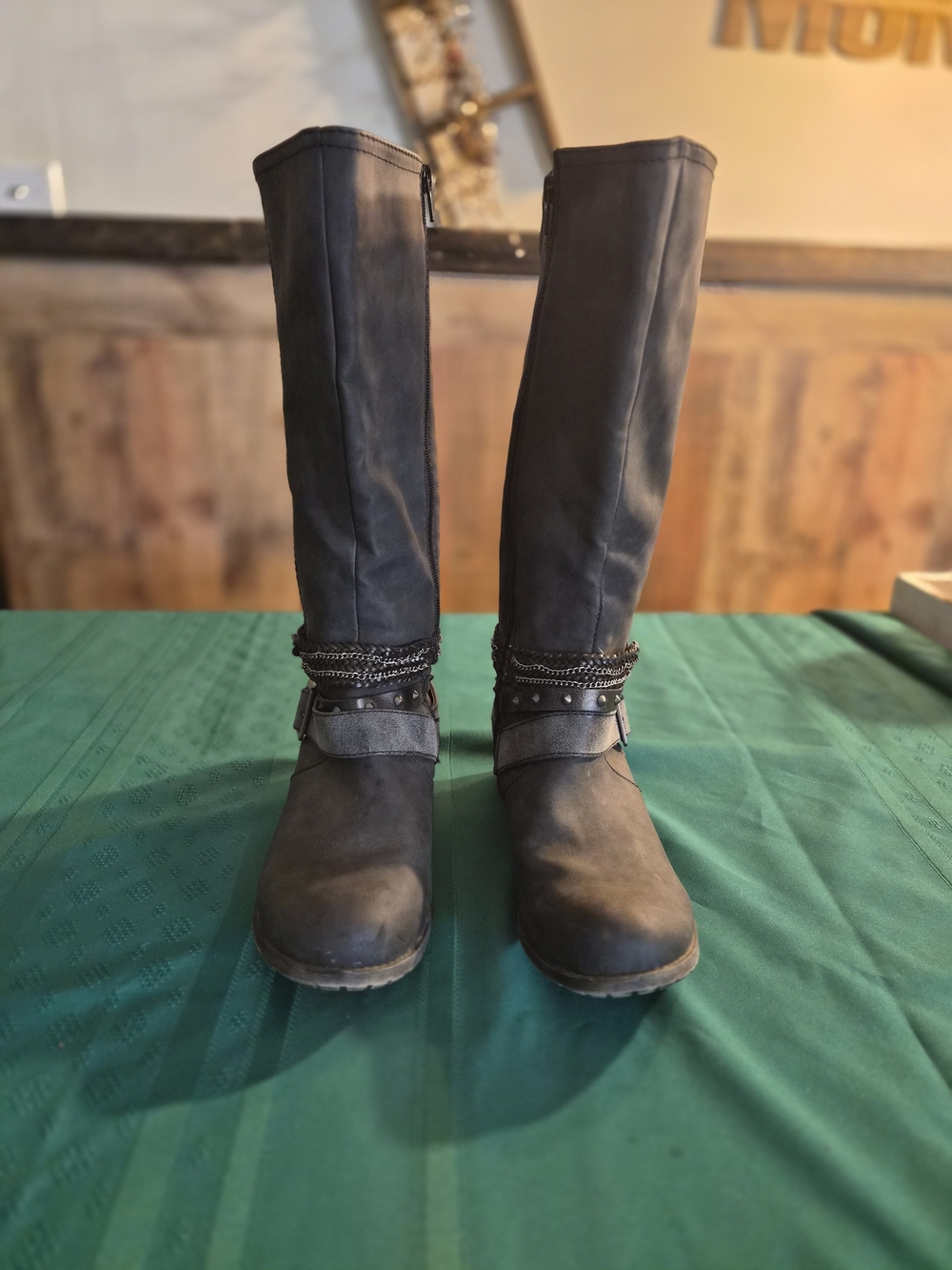 Maurices Black Chain-Trim Knee-High Riding Boots